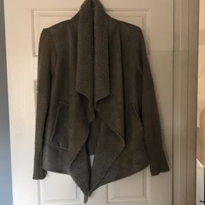 Talie knit faux fur asymmetrical cardigan